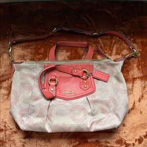 Coach Coral and Cream Shoulder Bag